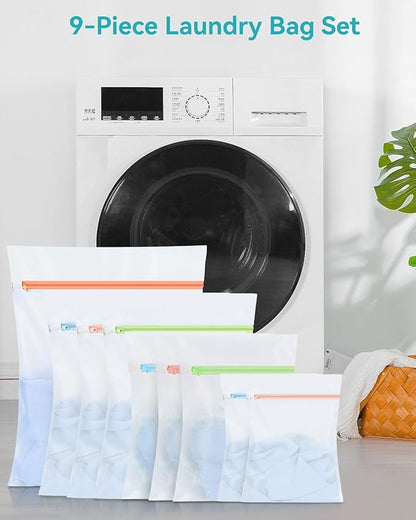 OTraki 9 PCS Mesh Laundry Bags for Delicates 4 Sizes Laundry Bags Mesh Wash Bags with Zipper Clothing Washing Bags Reusable Travel Storage Organize Bag for Clothes Underwear Bra Lingerie Socks Toy