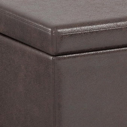 SIMPLIHOME Avalon 54 inch Wide Contemporary Rectangle Extra Large Storage Ottoman Bench in Distressed Brown Vegan Faux Leather, Assembled, for The Living Room, Entryway and Family Room