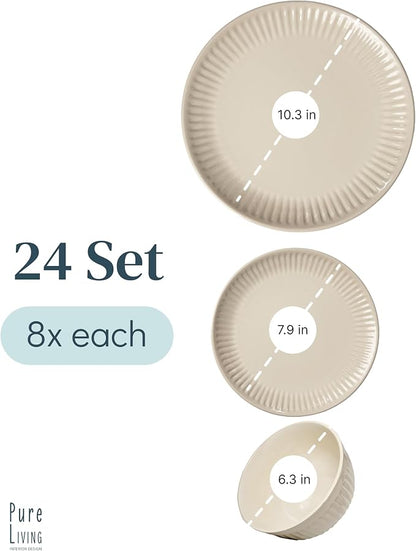 24 Piece Stoneware Dinnerware Set