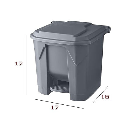 PRO&Family Step-On Trash Can with Lid, Plastic Waste Bin, Foot Pedal Operation (Gray, 8 Gallon)