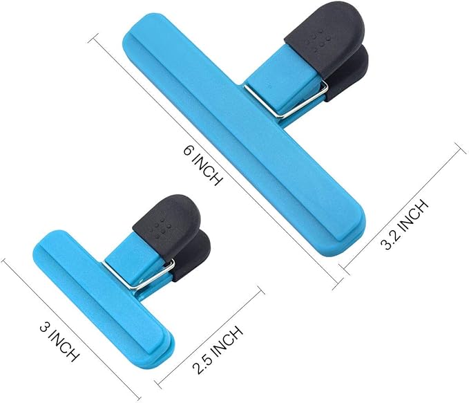 Large Chip Clips Food Clips Bag Sealing Clips with Good Grips Plastic Heavy Duty Air Tight Seal Grip Assorted Colors for Coffee Potato and Food Bags (6 Pcs)