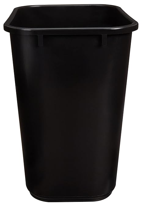 Amazon Basics Trash Can, Rectangular Commercial Office Wastebasket, 7 Gallon (Pack of 2), Black (Previously AmazonCommercial Brand)