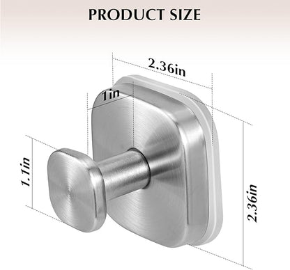 Suction Cup Hooks for Shower - Reusable No-Drill Mounting - Hooks for Towels, Robes & Loofah on Metal, Glass, Mirrors, Tile & Smooth Non-Porous Surfaces (4, Brushed Nickel)