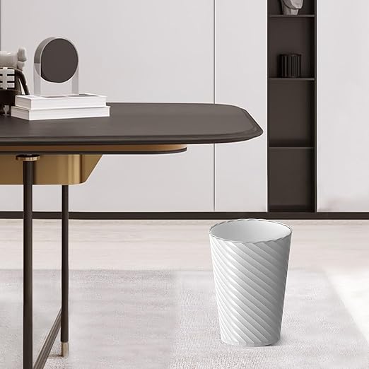 Bathroom Trash Can, 8 Pack 1.8 Gallons Small Trash Can with Trash Bags, Bathroom Garbage Can, Plastic Trash Bin, Round Waste Basket for Bedroom, Office, Kitchen, Room, Compact Space (White)