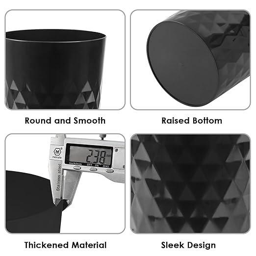 YGJT Small Trash Can, 3 Pack 1.8 Gallons Bathroom Trash Can, Slim Waste Basket, Round Garbage Can, Plastic Trash Bin for Kitchen, Dorm, Bedroom, Office, Living Room, Study, Compact Spaces