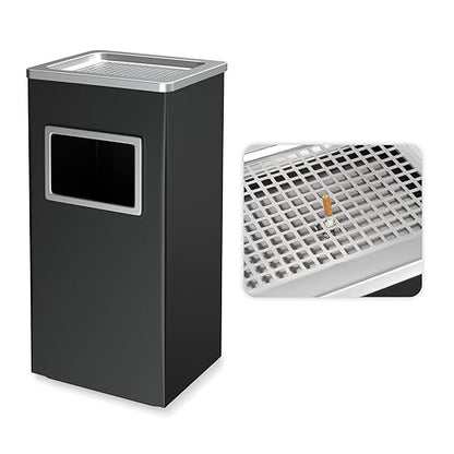 BEAMNOVA Trash Can Indoor Outdoor Black Stainless Steel Commercial Garbage Can Industrial Garbage Enclosure Inside Cabinet with Lid Waste Container, Black, 31 * 25 * 61 cm / 12.2 * 9.8 * 24 in