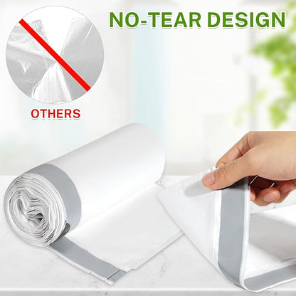 15 Gallon Tall Kitchen Trash Bags Drawstring - 1.2 Mil Thick White Garbage Bag for Office Kitchen, 45 Count