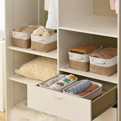 Small Baskets for Organizing, [6 PCS] Collapsible Storage Baskets for Shelves, Storage Bins Boxes Cubes for Clothes Books