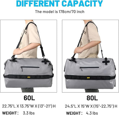 MIER Large Waterproof Duffel Bag Rolltop Dry Backpack Duffle Bags for Kayaking, Rafting, Boating, Swimming, Camping, Travel, Gym, Beach, 60L/80L