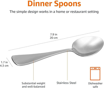 Amazon Basics Stainless Steel Dishwasher Safe Dinner Spoons