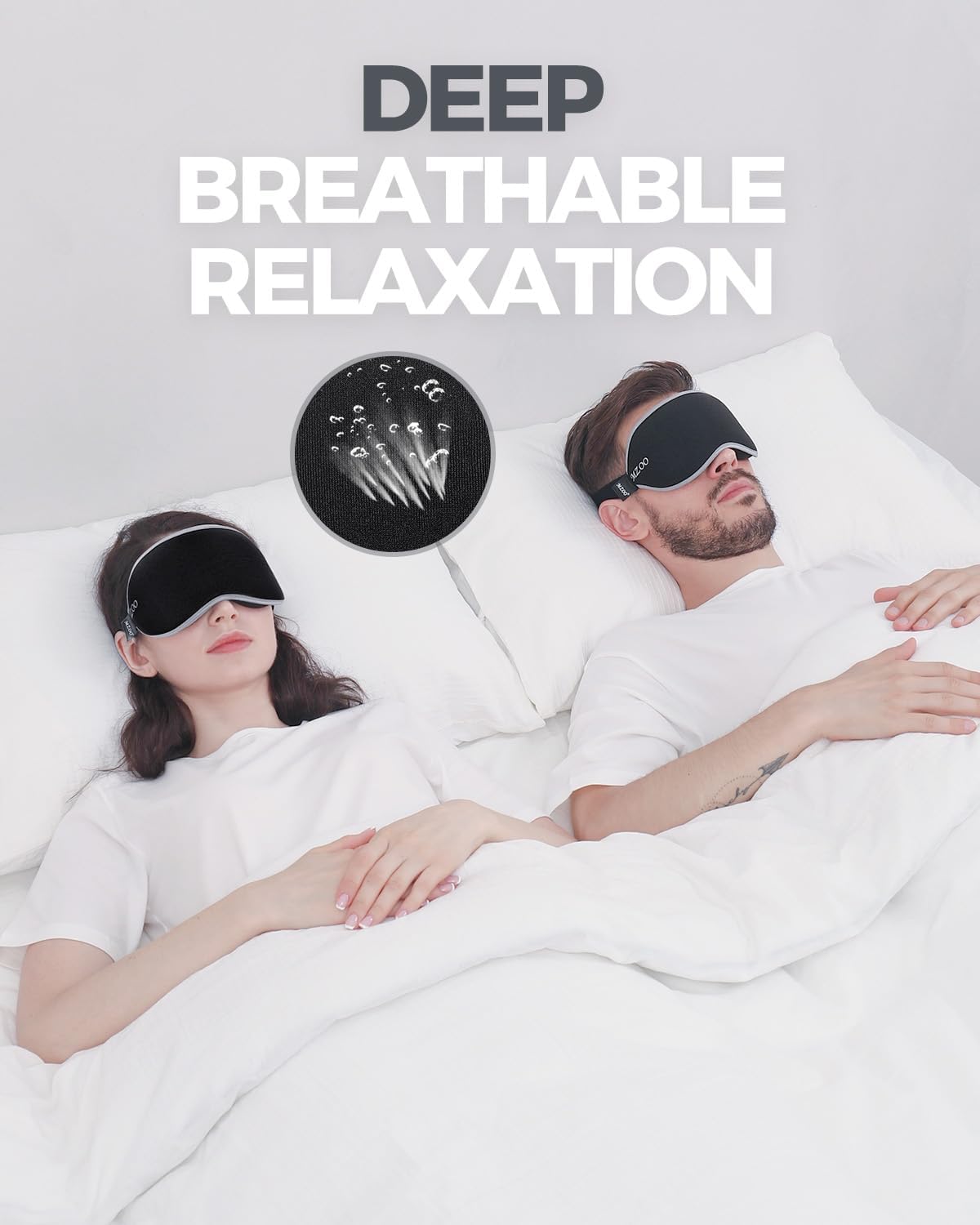 MZOO Luxury Sleep Mask for Back, Side Sleeper, Complete Light Blocking Sleeping Eye Mask Night Blindfold, 3D Zero Pressure & Spacious for Lash Extensions, Breathable Soft Eye Cover Flight Nap Travel