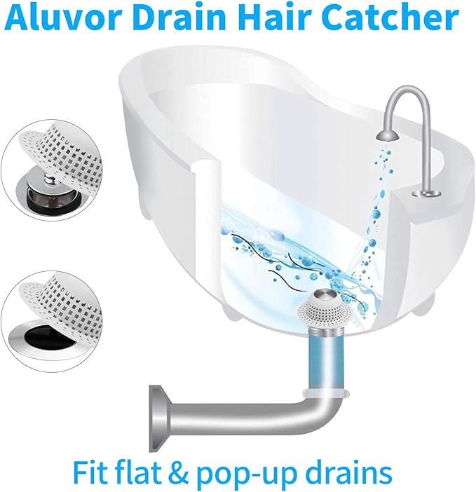 Shower Drain Hair Catcher, Bathtub Drain Cover Foldable Silicone Shower & Tub Protector for Pop-Up & Regular Drains