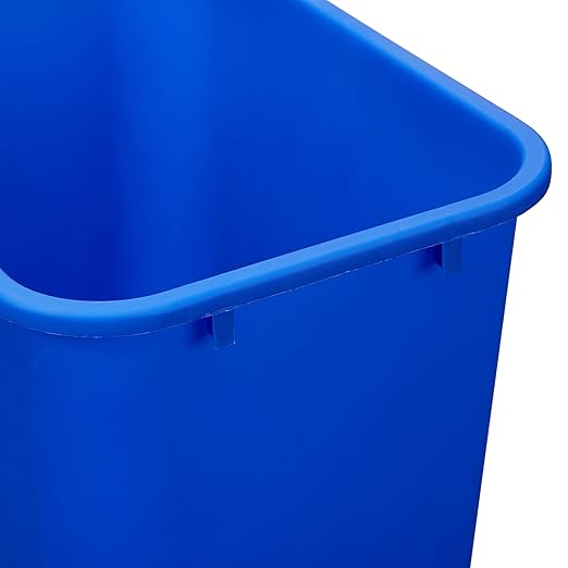 Amazon Basics Trash Can, Rectangular Commercial Office Wastebasket, Recycle Logo, 10 Gallon (Pack of 1), Blue (Previously AmazonCommercial Brand)