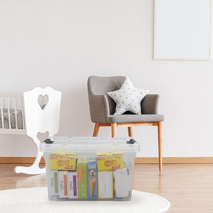 Pekky 22 Qt Clear Plastic Storage Bins with Lids and Wheels, 6 Packs Plastic Latching Container Box for Organizing