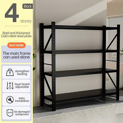 5000lbs Load Capacity,Heavy Duty 4-Tier Steel Shelving Unit, Adjustable Industrial Storage Rack for Garage Warehouse (Black, W78.74*D23.62*H78.74)
