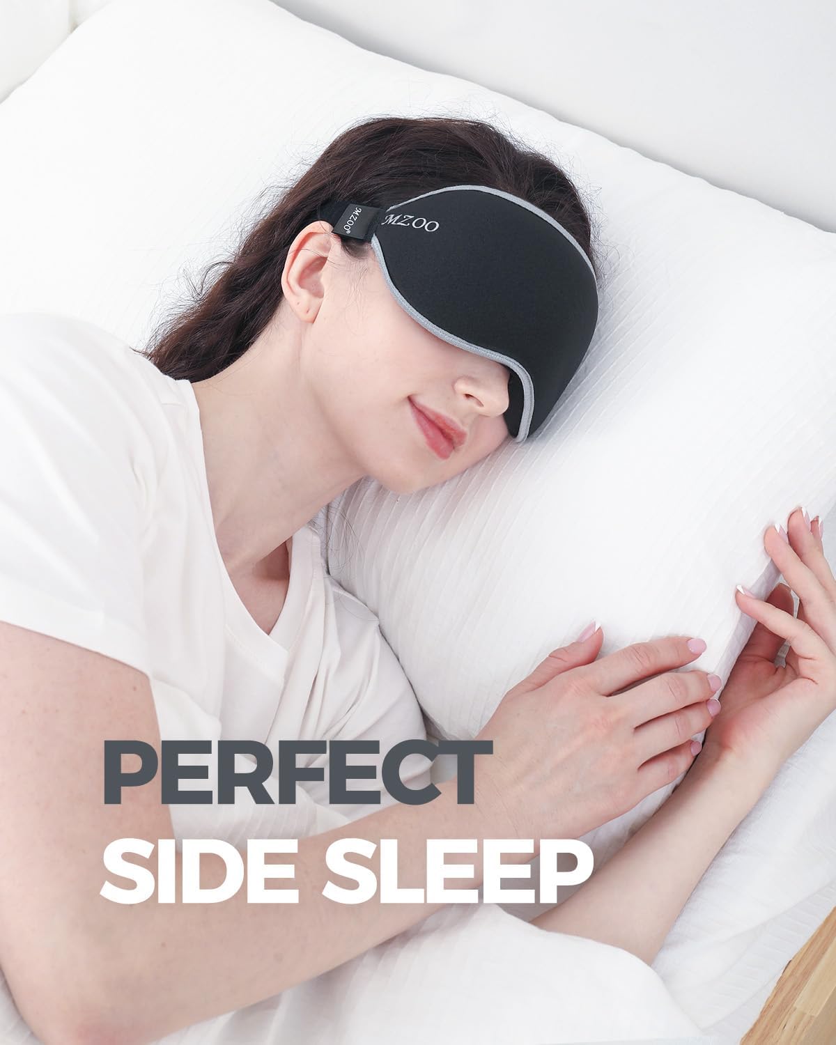 MZOO Luxury Sleep Mask for Back, Side Sleeper, Complete Light Blocking Sleeping Eye Mask Night Blindfold, 3D Zero Pressure & Spacious for Lash Extensions, Breathable Soft Eye Cover Flight Nap Travel