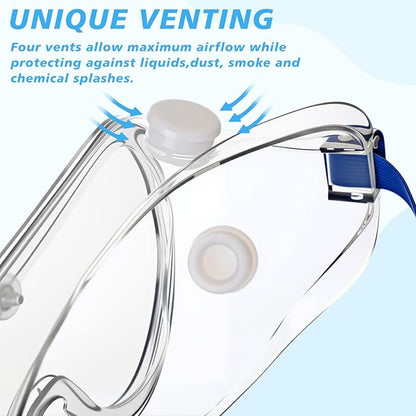 Yunsailing Protective Safety Goggles Lab Over Glasses Clear Anti Fog Eye Protection Goggles for Men Women