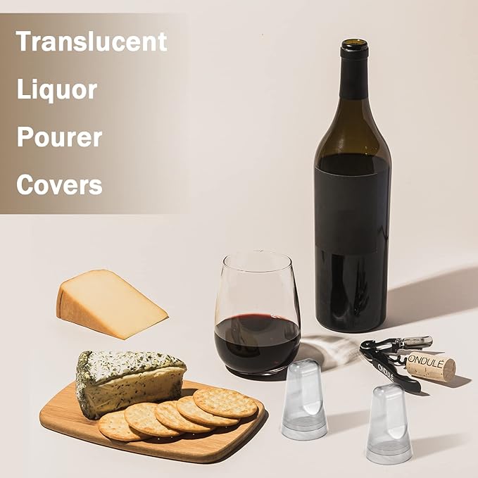 Chengu 80 Pieces Liquor Bottle Toppers for Liquor Pour Bottle Covers Universal Pour Dispenser Bar Dust Translucent Rubber Spout Covers for Home Kitchen Tools Supplies