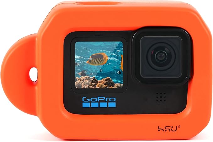 HSU Floaty Case for GoPro Hero 13/12/ 11/10/ 9 Black, Floating Case with Long Screw and Adhesive Anchors for Snorkeling, Surfing, Wakeboarding, GoPro Hero Accessories