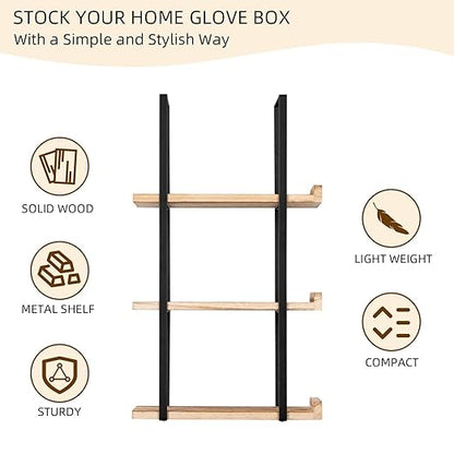 Glove Holder Dispenser for Wall Mount Wooden Metal Disposable Latex Glove Box Holder for Home Office, Lab and Garage, Tissue Wire Rack Wall-mounted for Kitchen Organizer Decor