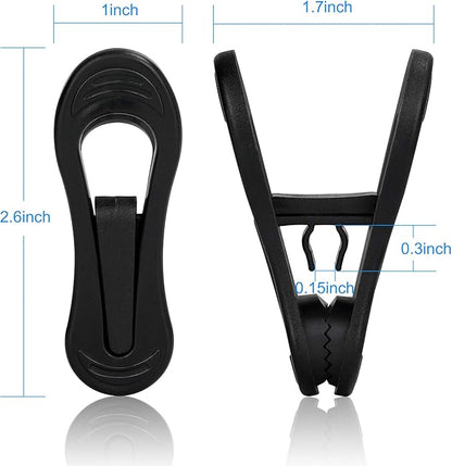 Tinfol Black Plastic Hanger Clips, 24PC Strong Pinch Grip Coat Clips for Skirt Pant Hangers, Multi-Purpose Clothes Hanger Clip for Rounded Hangers
