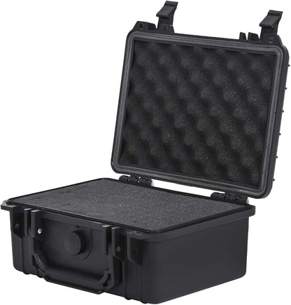 MEIJIA Portable Waterproof Protective Hard Case,Compact Camera Case with Customizable Fit Foam,Elegant Black,Fit for Drones,Camera,Lens, 9.17inchx7.56inchx4.33inch, Black, Dry Case