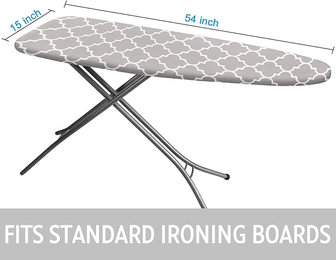 Ironing Board Cover and Pad 15x54 Inch Standard Ironing Board Cover with Elastic Edge and Hook and Loop Fasteners Scorch and Stain Resistant Cotton Ironing Covers with Thick Padding