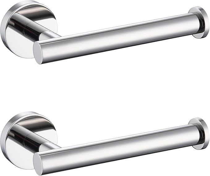 TASTOS Toilet Paper Holder SUS304 Stainless Steel Round Size Polished Chrome 2 Pack