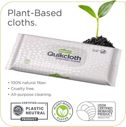 Quikcloth® Everyday Clean – Plant-Based, Gentle, Plastic-Free Cleaning Wipes for Home & Kitchen - Safe on Hands and Surfaces