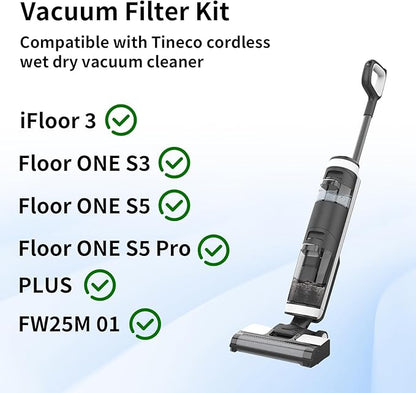 Vacuum Filter Replacement Compatible with Tineco iFloor 3, Floor ONE S3 & Floor ONE S5, Floor ONE S5 Pro Cordless Vacuum Cleaner, 4 Pack Replacement Filters