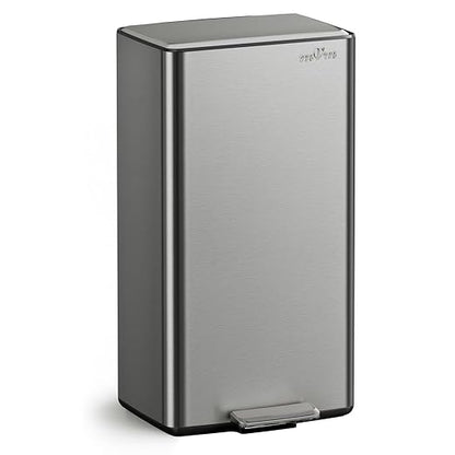 mVm 10.6 Gallon Kitchen Step Trash Can, Soft-Close and Foldable Foot Pedal Heavy Duty Bin for Offices Dorms Home Rooms (Gray)