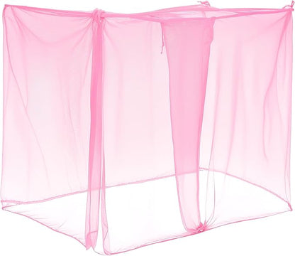 4 Corners Mosquito Net for Mosquiteros para Camas Bed Canopies Netting Bed Drapes Rectangular Mosquito Mesh for Camping Home Outdoor Travel(Pink,L75 X W47 X H59 Inch,Opening)