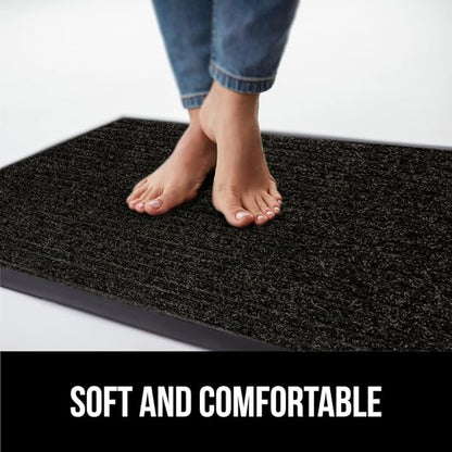 GORILLA GRIP Traffic Guard Door Mat, 70x24, Heavy Duty Welcome Mats, Commercial Office Space Doormat, Waterproof, Fade Resistant, Strong Rubber Backing, Low Profile, Shoe and Boot Scraper, Jet Black