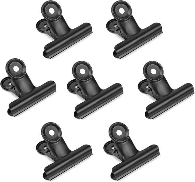 20 Pack Bulldog Clips 2 Inches Large Hinge Paper Clips Metal Hinge Clips for Crafts, Food Bags, Drawings, Photos at Home Kitchen & Office Usage, Black, 51mm
