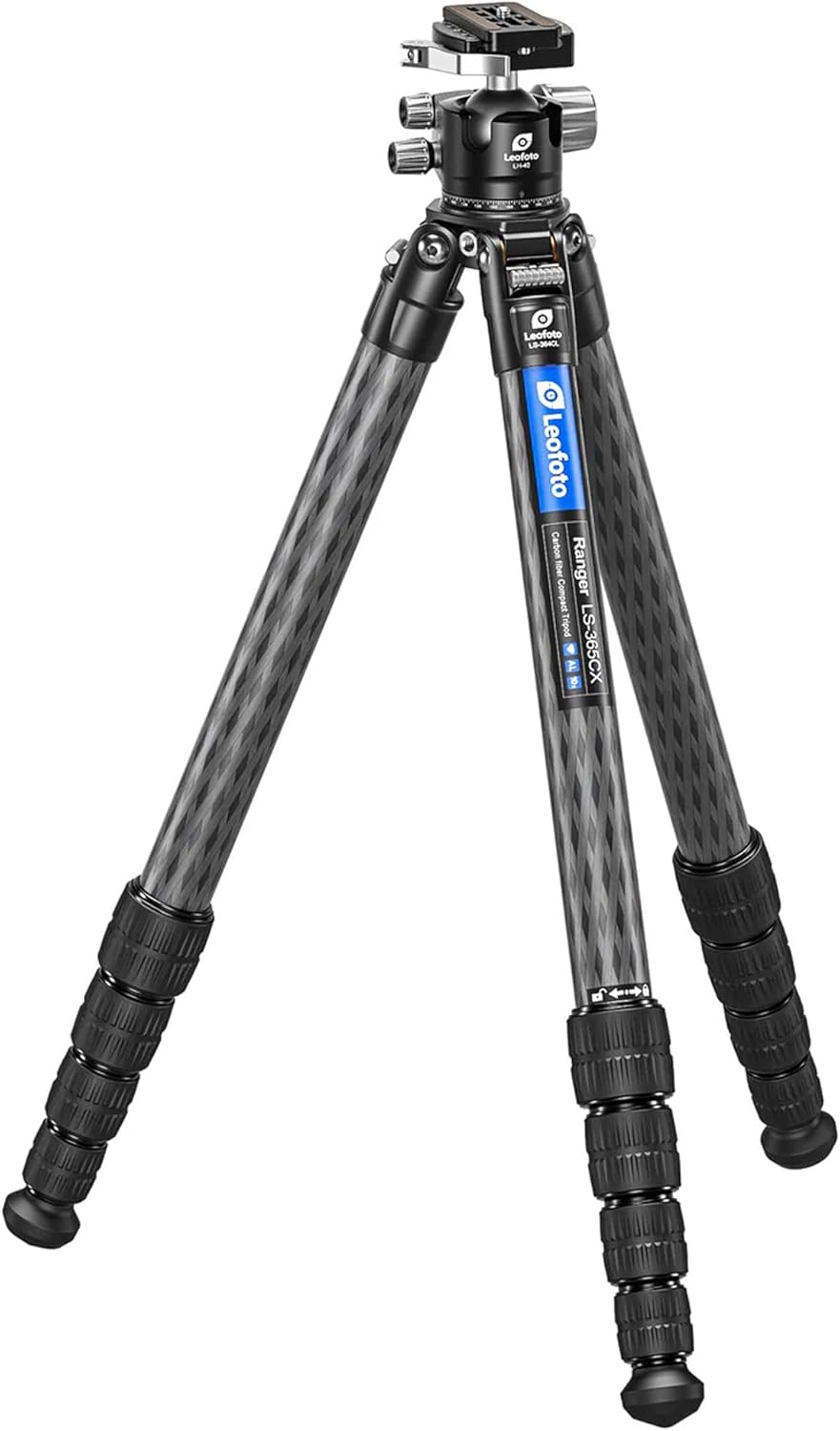 Leofoto Professional Camera Tripod, 63.7" Compact Carbon Fiber Tripod for DSLR Video Camcorder, 5 Leg Sections, 360° Ball Head, Max Load 20KG/44Lb (LS-365CX+LH-40LR)