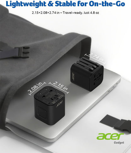 Acer US to Europe Plug Adapter, Universal Travel Adapter, International Power Adapter for USA to Europe UK France Germany Spain Ireland Australia (Type C/G/A/I),Black