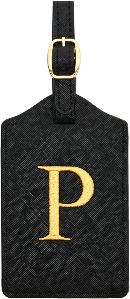 Luggage Tag PU Leather for Suitcase Baggage Handbag Travel Bag Label Suitcase Tag Suitcase Label Tag w. Name Card & Privacy Cover (P)