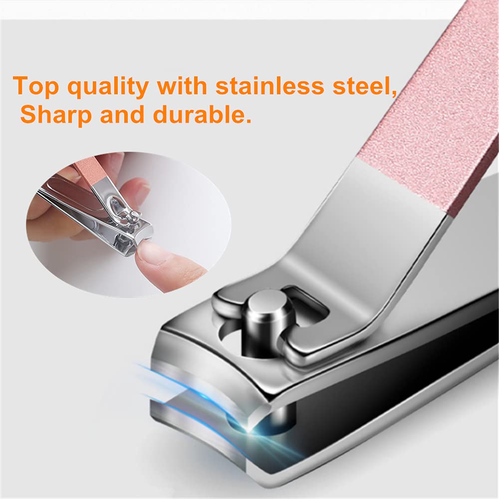 7pcs Manicure Set, Nail Clippers Kit, Stainless Steel Manicure Kit, Nail Clipping Tools Portable Travel Grooming Kit, The Best Gift with Luxurious Case(Rose Gold)