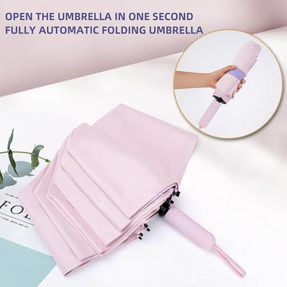 Folding Umbrella Anti-UV Compact Durable Folding Umbrella Auto Open Close Windproof Travel Umbrella Premium Grip Fits Backpack