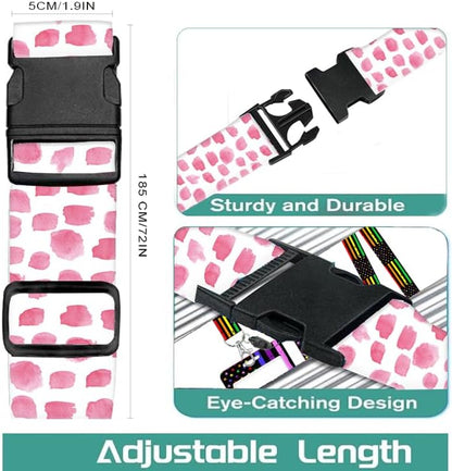 Luggage Straps for Suitcases Travel Belt Accessories, Cute Suitcase Strap, Adjustable Luggage Belt Strap, Heavy Duty with Quick-Release Buckle Luggage Strap Pink Polka Dots