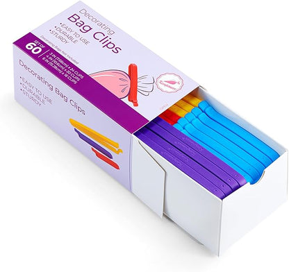 Keenpioneer Decorating/Icing Bag Sealing Clips, 60 Pack, Multipurpose for Food and Snack Storage, 3inch, 4inch and 6inch long