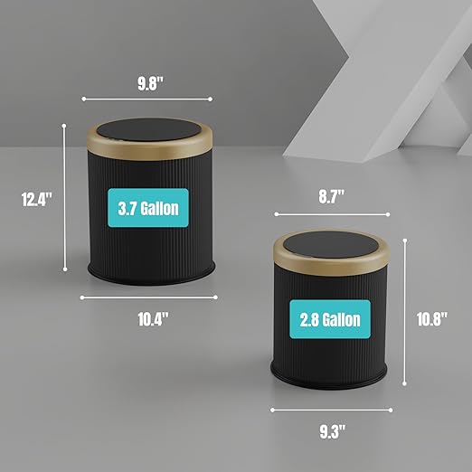 URALFA 3.7 Gallon Motion Sensor Bathroom Trash Can with Lid，Automatic Waterproof Touchless Garbage Can, Smart Plastic Trash Bins Suitable for Toilet, Office, Bedroom, Kitchen (Dark Grey)