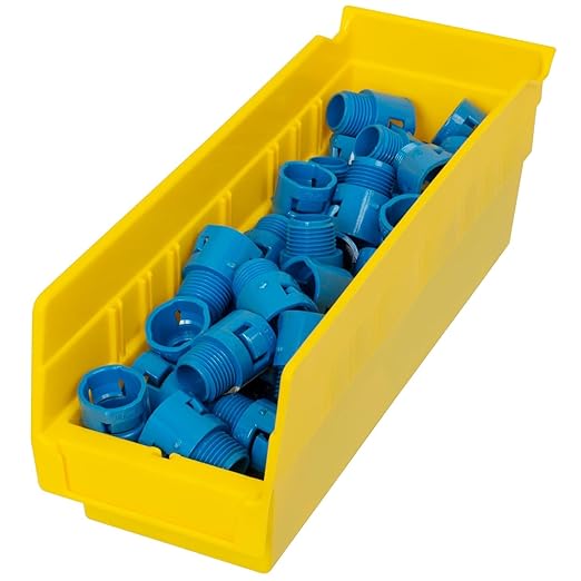 Akro-Mils 30120 Plastic Shelf Bins, Heavy Duty Storage Bins for Garage, Closet, and Drawer Organization, 12-Inch x 4-Inch x 4-Inch, Yellow, 24-Pack