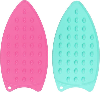 HARFINGTON 2pcs Silicone Iron Rest Pad, Multipurpose Iron Hot Resistant Mat Iron Rest Plate for Ironing Board Hot Heat Resistant Steam Compact Mat, Fuchsia/Turquoise
