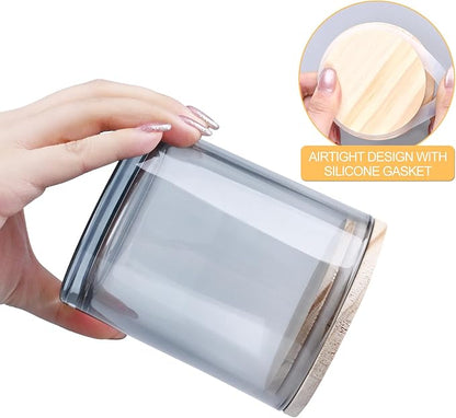 14 OZ Thick Candle Jars for Making Candles 12 Pcs, 3 Wick Empty Jars with Wood Lids for Candle Making, Sample Container,Clear Grey