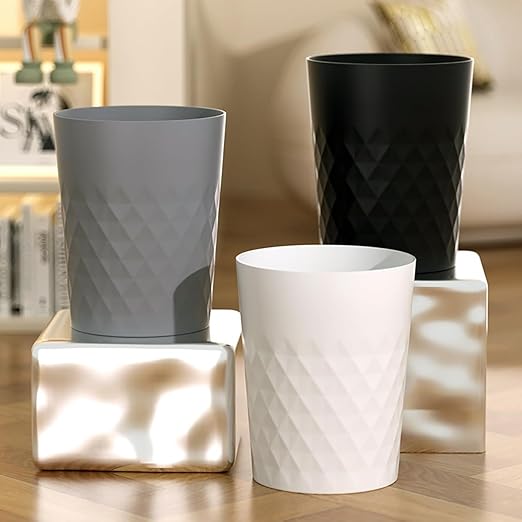 2 Pack Small Trash Can 1.8 Gallon Bathroom Garbage Can Waste Basket Recycling Bin for Dorms Bedrooms Offices Kitchens, White