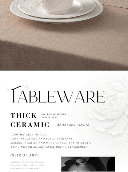 4-piece set, embossed design plate and bowl set, microwave and dishwasher