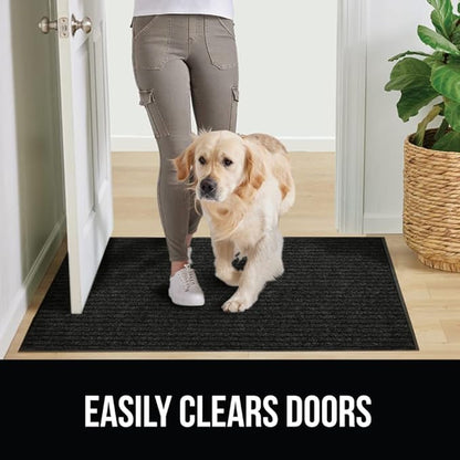 GORILLA GRIP Traffic Guard Door Mat, 70x24, Heavy Duty Welcome Mats, Commercial Office Space Doormat, Waterproof, Fade Resistant, Strong Rubber Backing, Low Profile, Shoe and Boot Scraper, Jet Black
