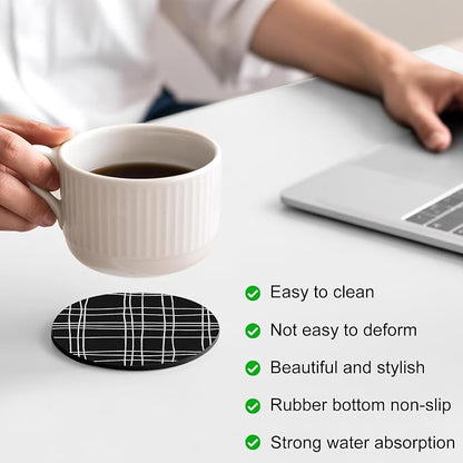 Simple Grid Coasters Set of 6 Absorbent Coasters