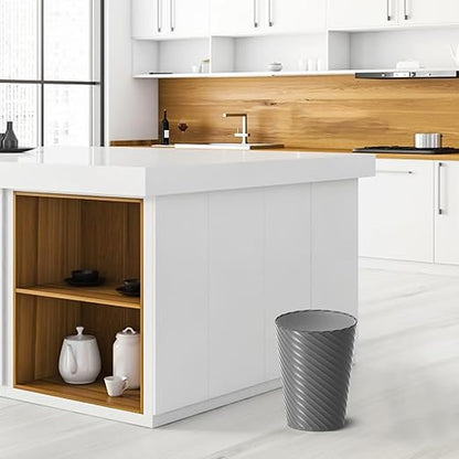Bathroom Trash Can, 3 Pack 1.8 Gallons Small Trash Can with Trash Bags, Bathroom Garbage Can, Plastic Trash Bin, Round Waste Basket for Bath，Bedroom, Office, Kitchen, Room, Compact Space (Grey)